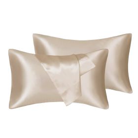 75D Satin Artificial Silk Pillowcase (Option: Champagne-Standard 20X26in-1Pairs)