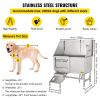 VEVOR Dog Grooming Tub, Professional Stainless Steel Pet Dog Bath Tub, with Steps Faucet & Accessories Dog Washing Station